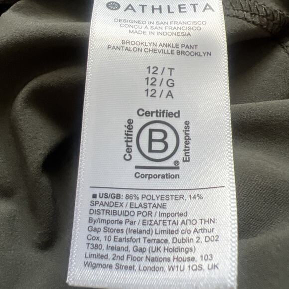 Athleta Pants Womens 12T Brooklyn Ankle Olive Green Pockets Hi-Rise Lightweight - Picture 4 of 11